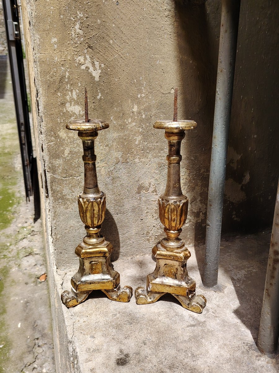 Pair Of Original Louis XVI Silver And Antique Mecca Candlesticks-photo-7