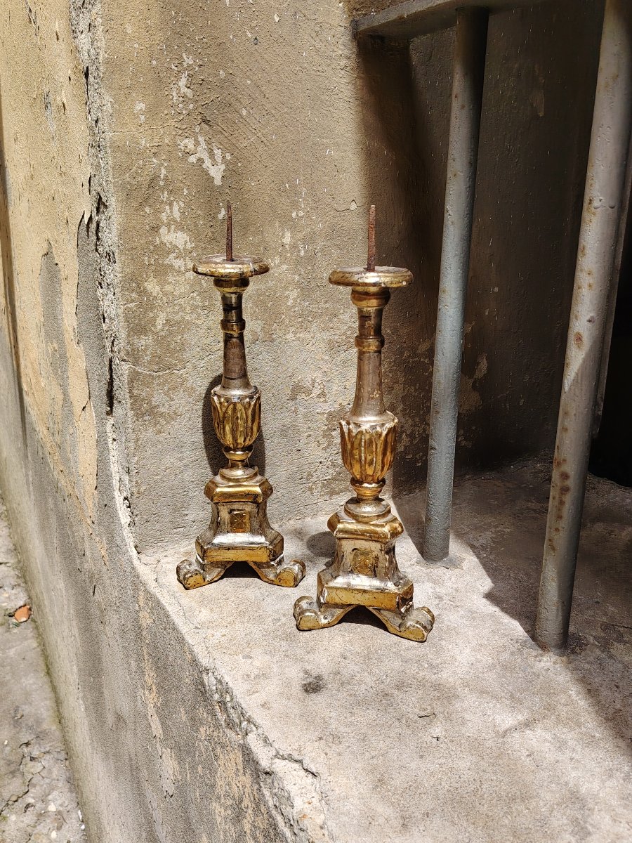 Pair Of Original Louis XVI Silver And Antique Mecca Candlesticks-photo-8