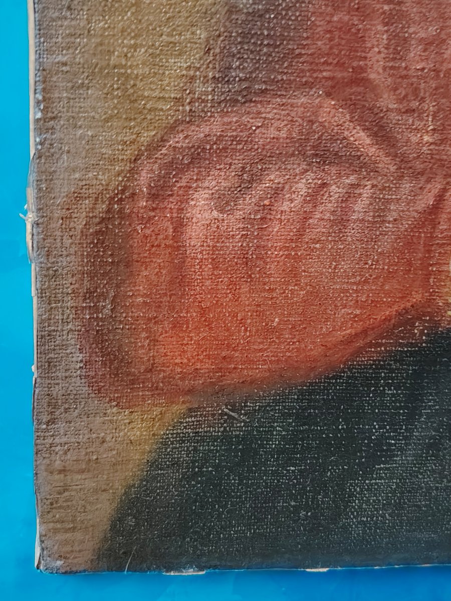 Oil On Canvas Depicting The Madonna In Prayer, 17th Century-photo-4