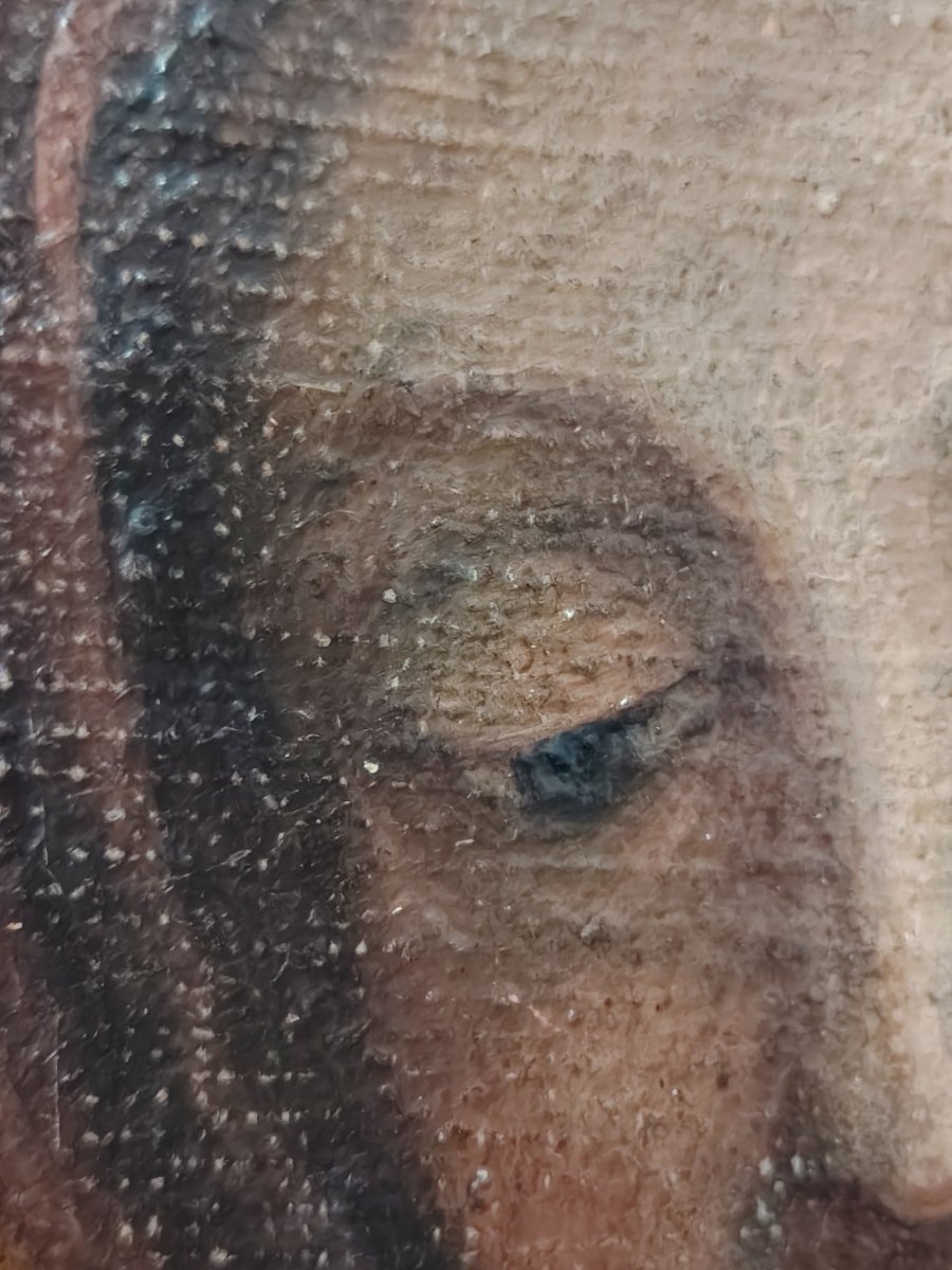 Oil On Canvas Depicting The Madonna In Prayer, 17th Century-photo-5