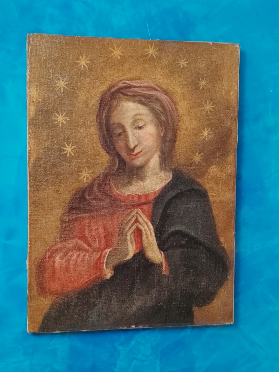 Oil On Canvas Depicting The Madonna In Prayer, 17th Century