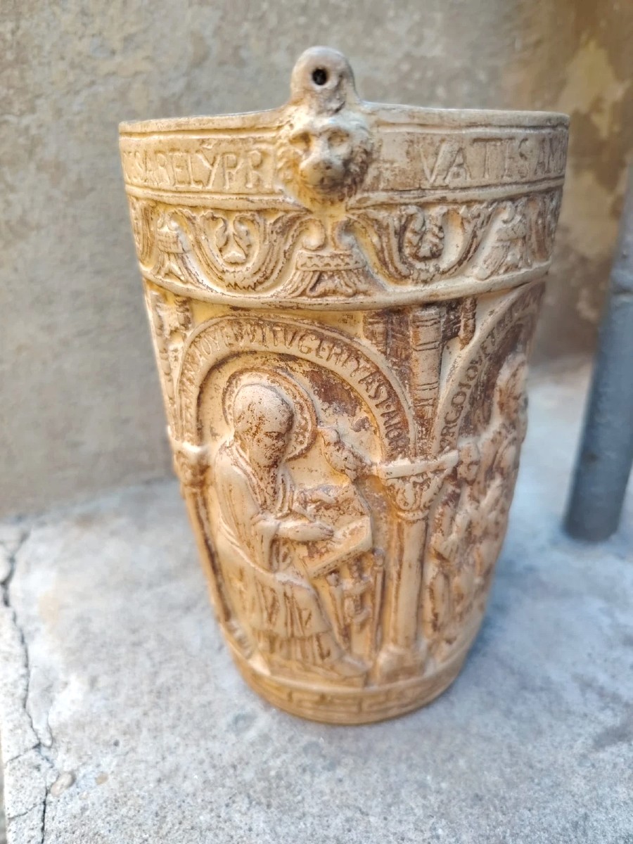 Liturgical Terracotta Bowl From Signa, Early 1900s-photo-2