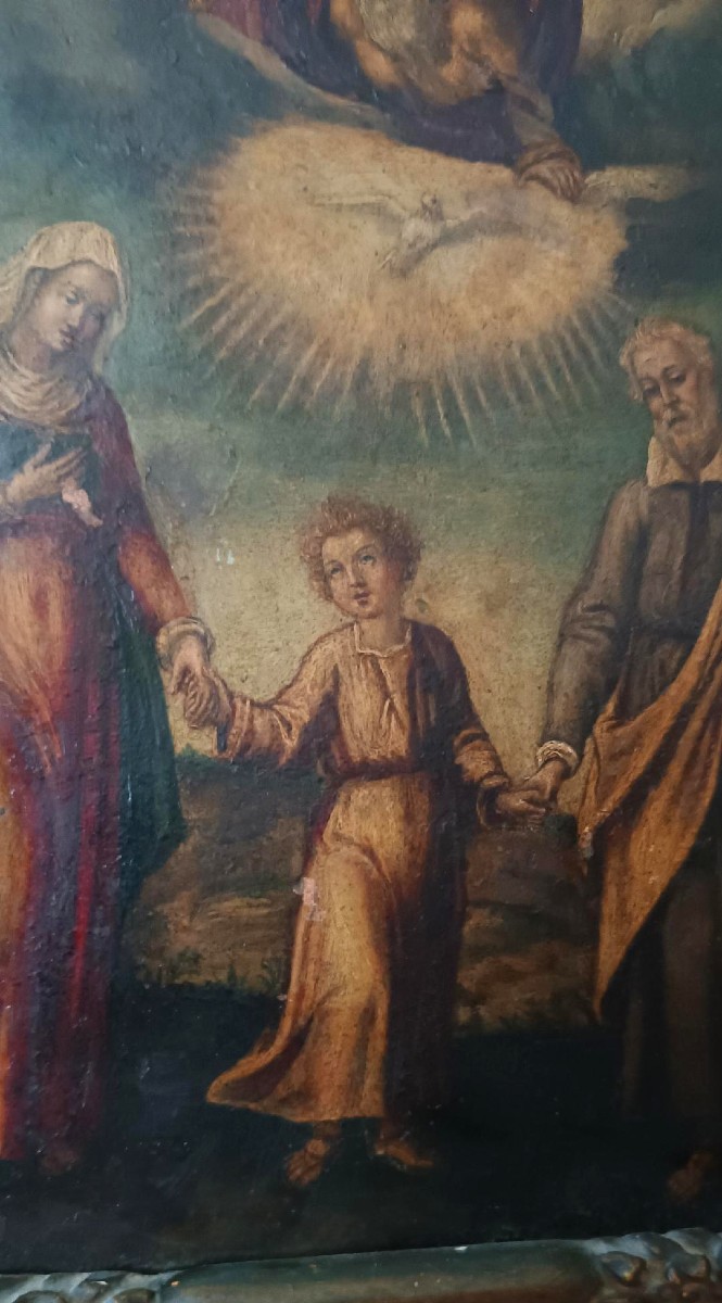 Peinture ancienne sur cuivre - Sainte Famille - XVIIIe siècle-photo-4
