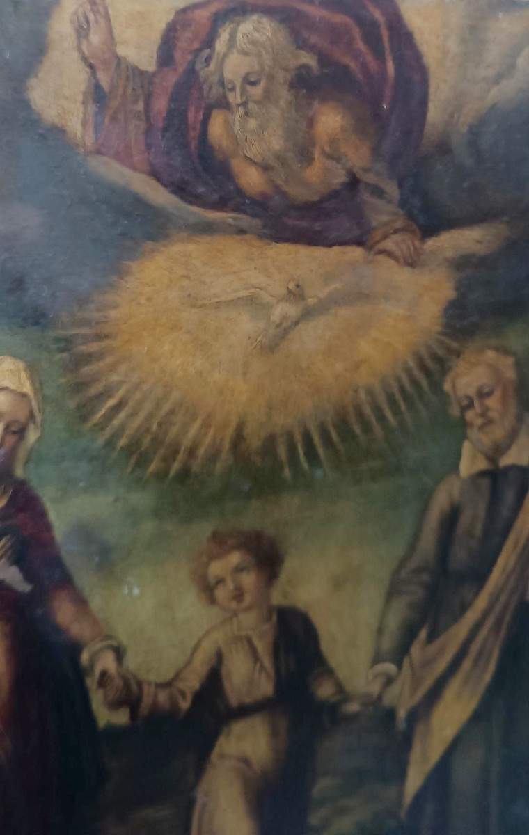 Peinture ancienne sur cuivre - Sainte Famille - XVIIIe siècle-photo-2