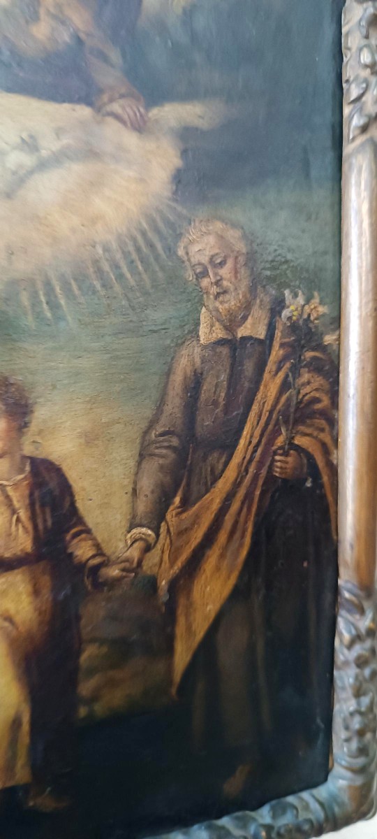 Peinture ancienne sur cuivre - Sainte Famille - XVIIIe siècle-photo-4