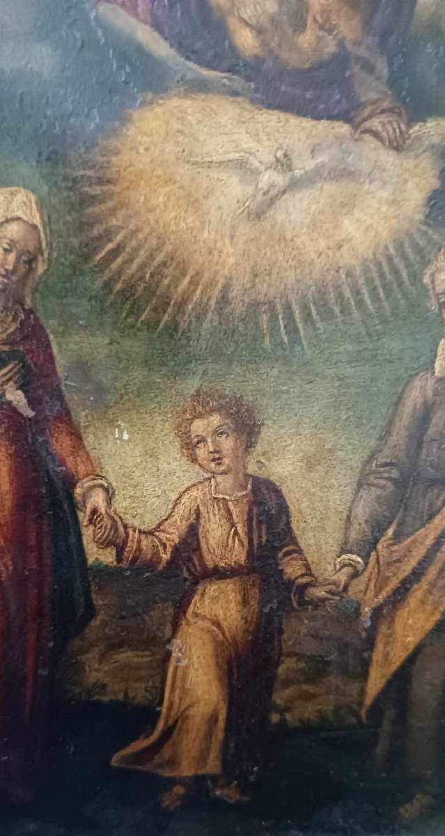 Peinture ancienne sur cuivre - Sainte Famille - XVIIIe siècle-photo-7