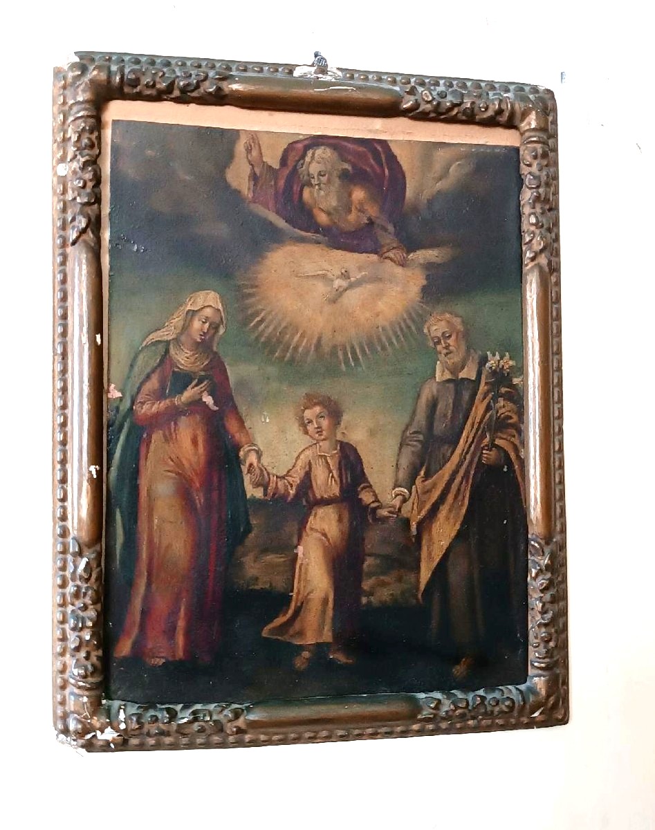 Peinture ancienne sur cuivre - Sainte Famille - XVIIIe siècle