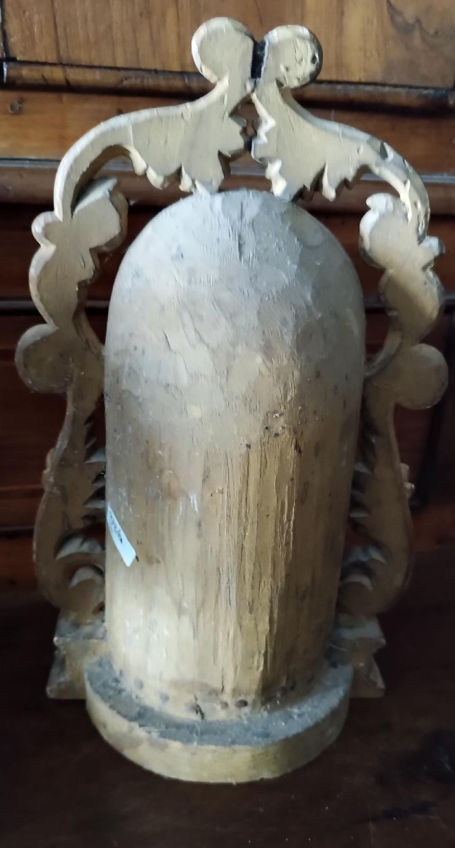 Ancien petit autel orné d'une sculpture de la Vierge en bois doré – époque baroque-photo-2
