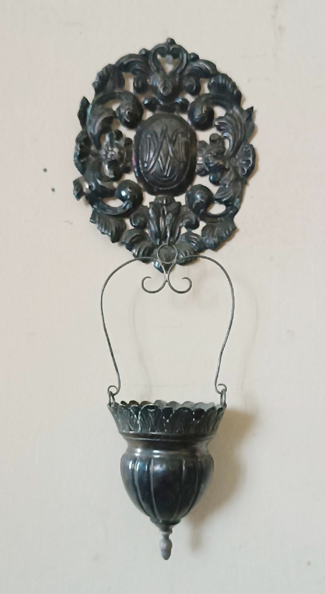 19th-century Italian Craftsmanship. Silver Holy Water Font With A Removable Basin.-photo-2