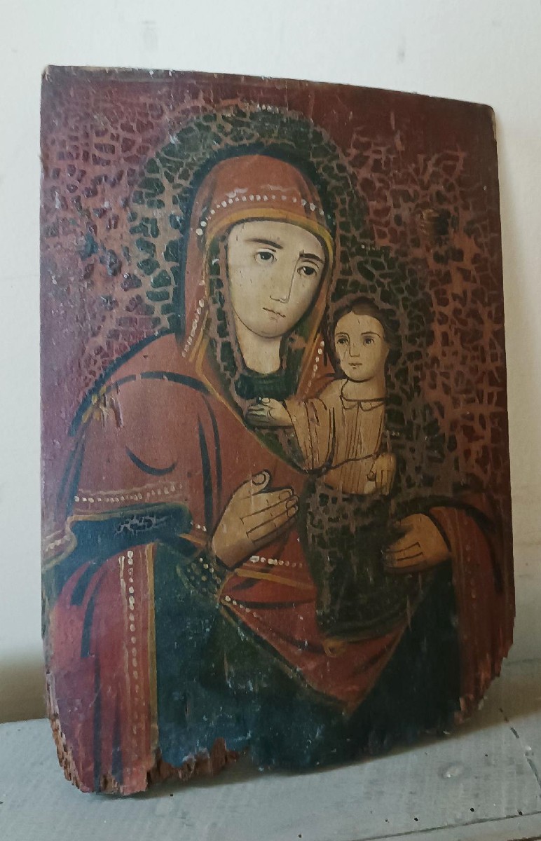 Ancient Orthodox Icon Of The Virgin Odigitria-photo-3