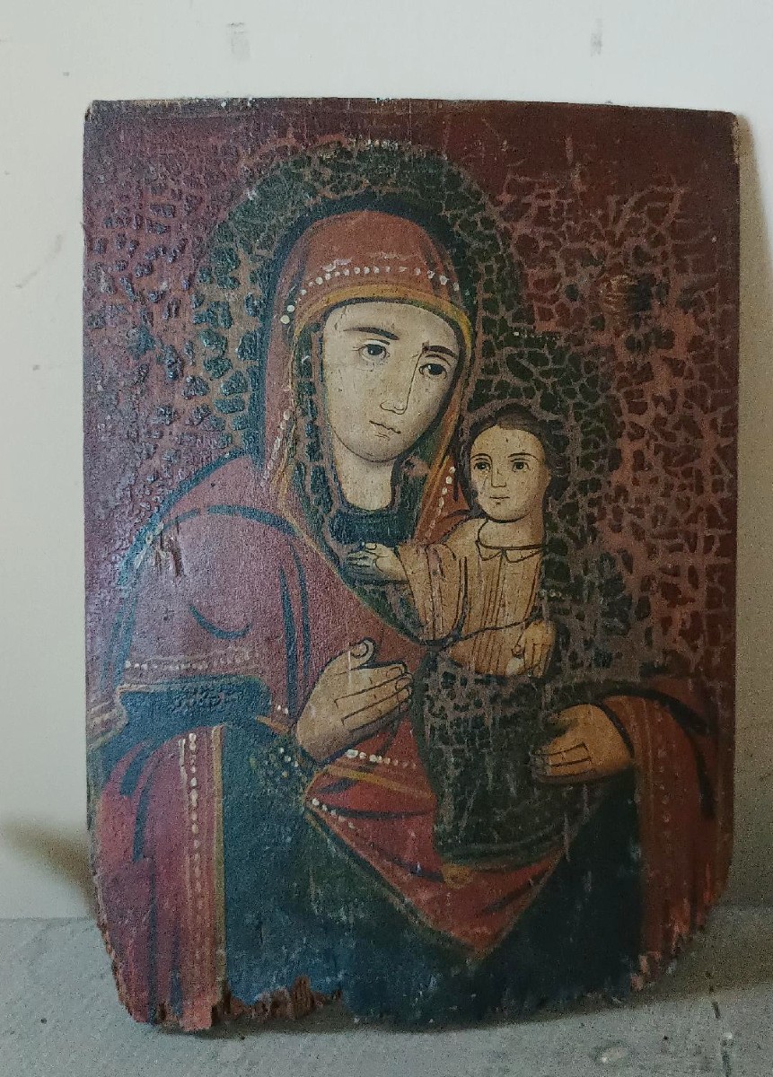 Ancient Orthodox Icon Of The Virgin Odigitria