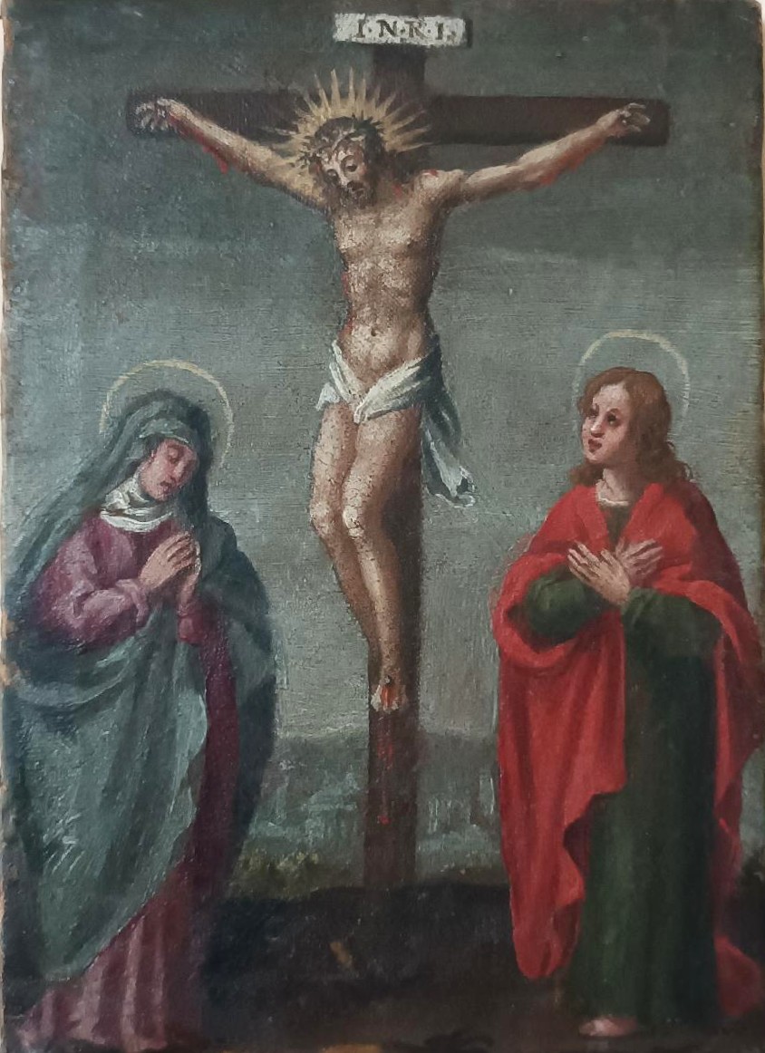 Tableau ancien, huile sur toile, crucifixion, XVIIIe siècle-photo-4