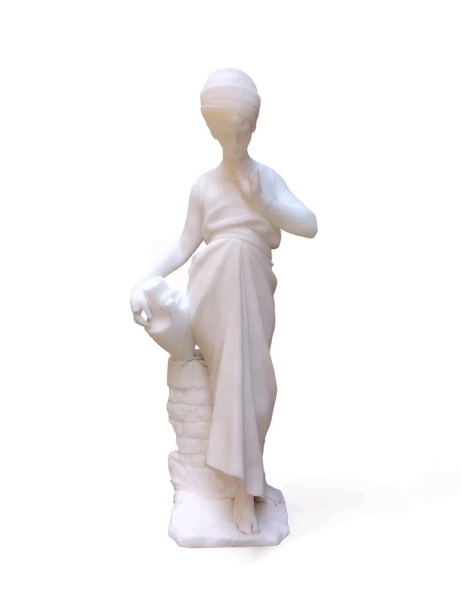SCULPTURE PREMIÈRE MOITIÉ DU XXE SIÈCLE ALBÈRE JEUNE PORTEUR D'EAU AU PUITS h.46 cm-photo-2