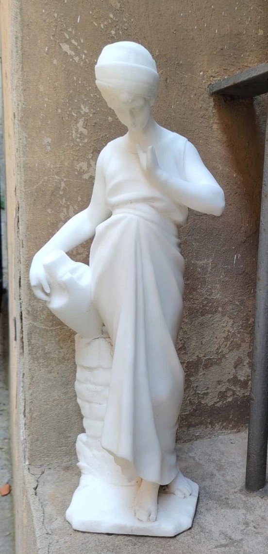 SCULPTURE PREMIÈRE MOITIÉ DU XXE SIÈCLE ALBÈRE JEUNE PORTEUR D'EAU AU PUITS h.46 cm-photo-4