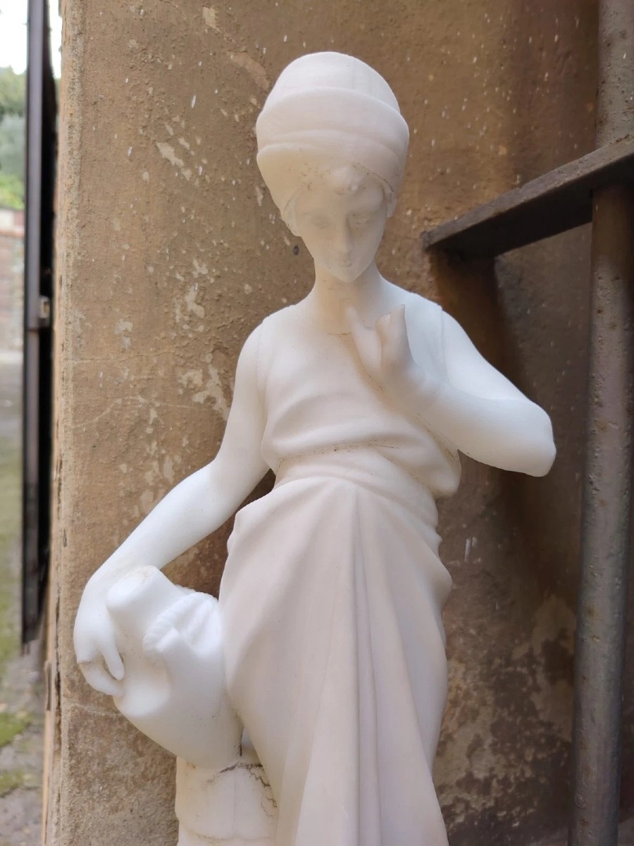 SCULPTURE PREMIÈRE MOITIÉ DU XXE SIÈCLE ALBÈRE JEUNE PORTEUR D'EAU AU PUITS h.46 cm-photo-2