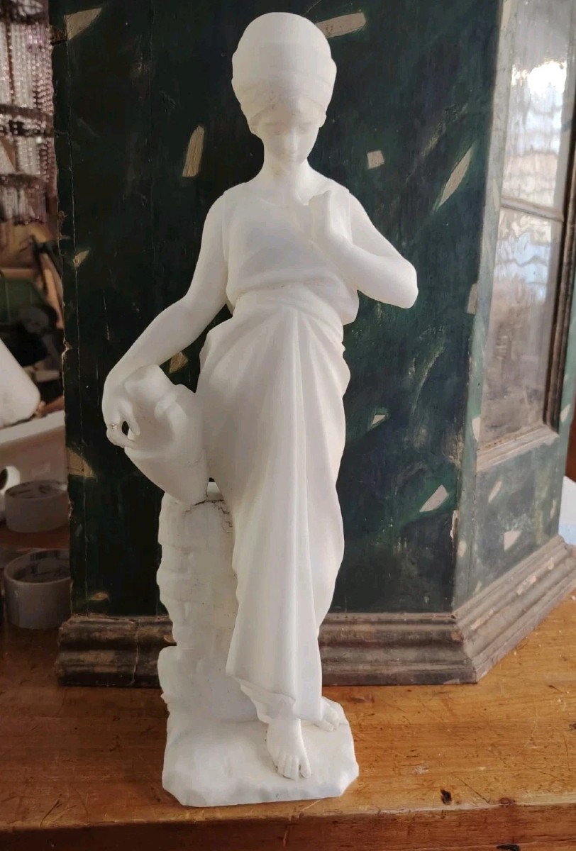 SCULPTURE PREMIÈRE MOITIÉ DU XXE SIÈCLE ALBÈRE JEUNE PORTEUR D'EAU AU PUITS h.46 cm-photo-3