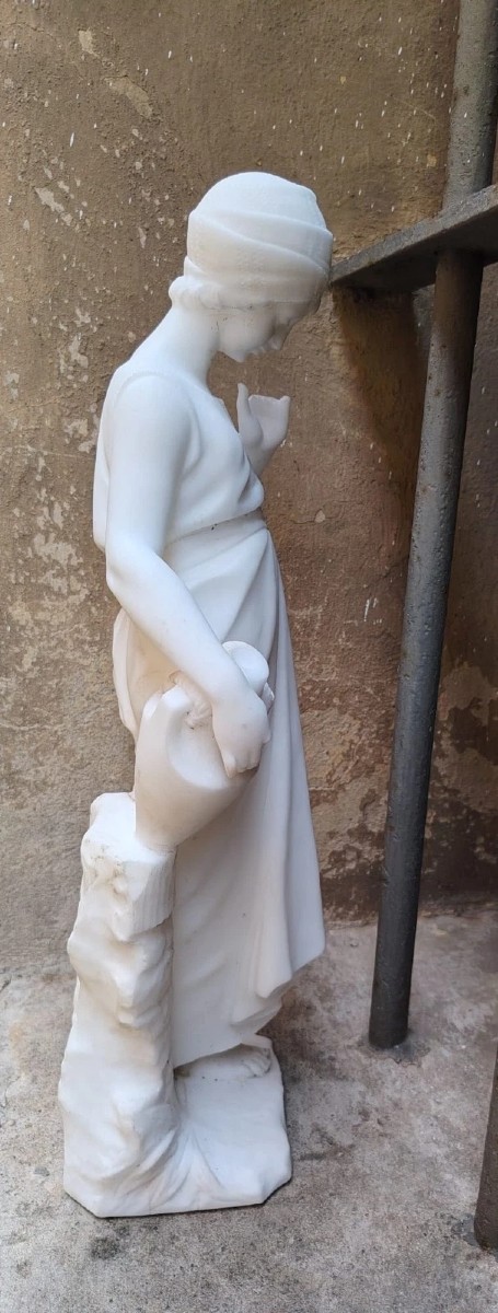 SCULPTURE PREMIÈRE MOITIÉ DU XXE SIÈCLE ALBÈRE JEUNE PORTEUR D'EAU AU PUITS h.46 cm-photo-6