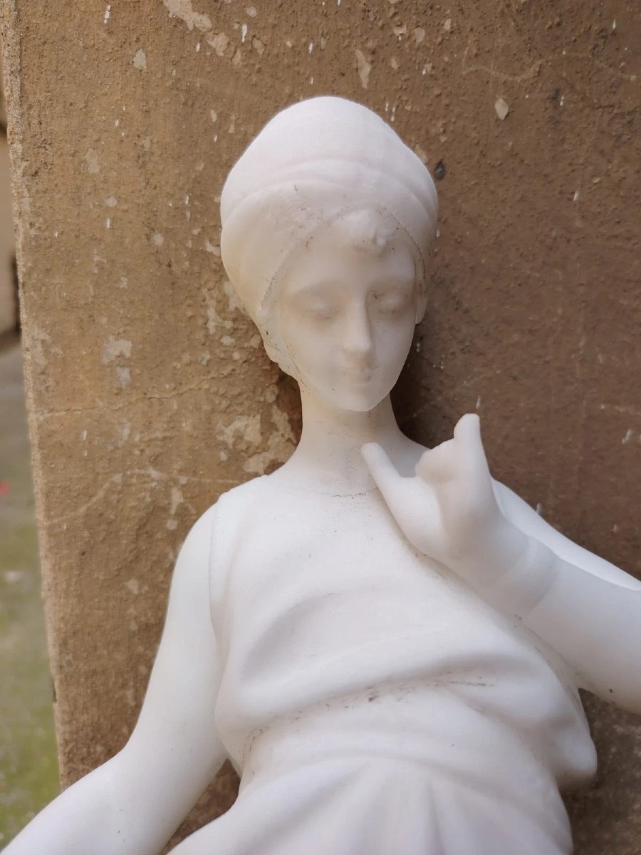 SCULPTURE PREMIÈRE MOITIÉ DU XXE SIÈCLE ALBÈRE JEUNE PORTEUR D'EAU AU PUITS h.46 cm-photo-8