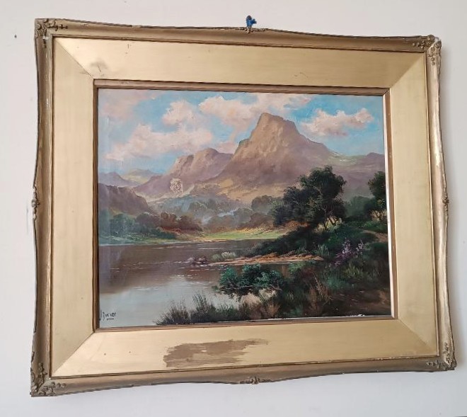 Peinture à l'huile sur toile ancienne, paysage écossais, JACK DUCKER-photo-4