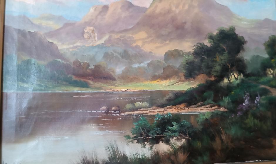 Peinture à l'huile sur toile ancienne, paysage écossais, JACK DUCKER-photo-4