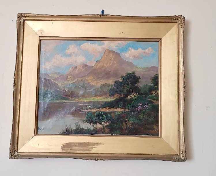 Peinture à l'huile sur toile ancienne, paysage écossais, JACK DUCKER