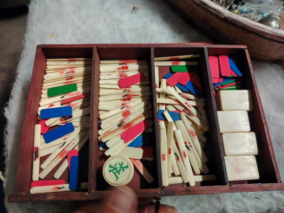 Coffret ancien de jeu de mahjong datant du début des années 1900-photo-4