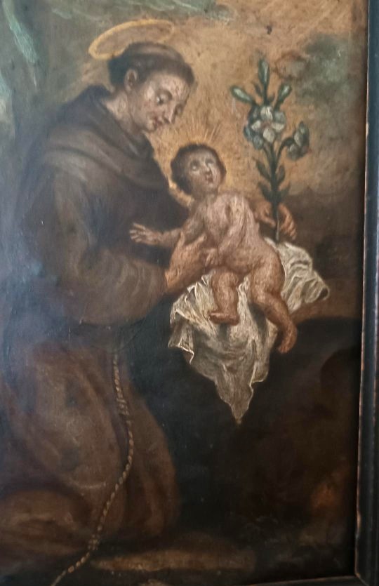 Oil Painting On Copper Depicting Saint Anthony Of Padua With The Child, Early 18th Century-photo-3