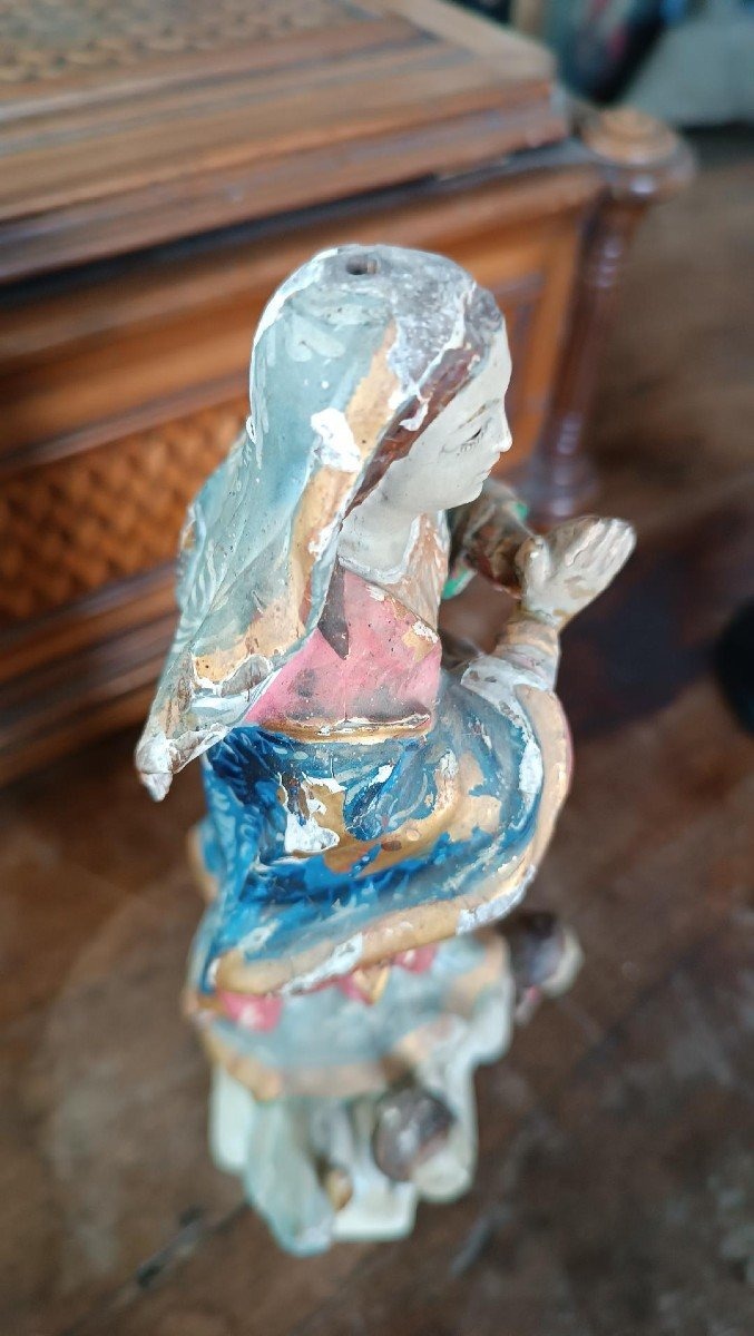 ancienne petite sculpture en bois, Vierge Immaculée,  XIXe siècle-photo-5