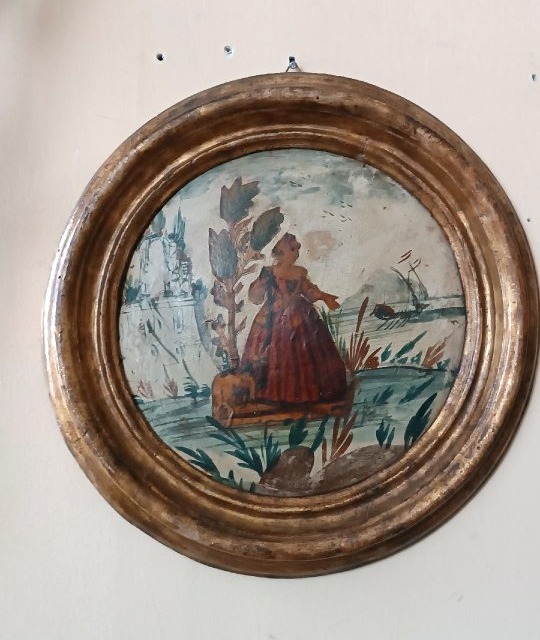 Paire de tableaux anciens, Venise, XVIIIe siècle, technique Arte Povera-photo-3