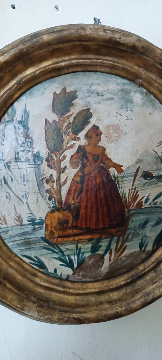 Paire de tableaux anciens, Venise, XVIIIe siècle, technique Arte Povera-photo-4