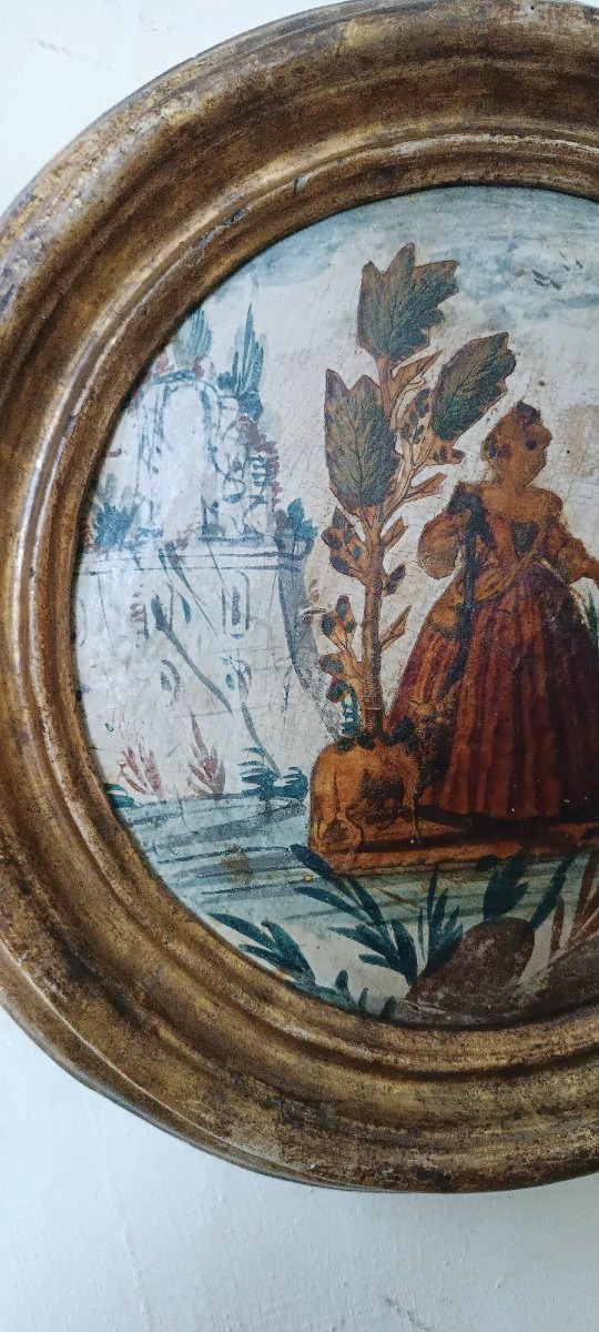 Paire de tableaux anciens, Venise, XVIIIe siècle, technique Arte Povera-photo-6