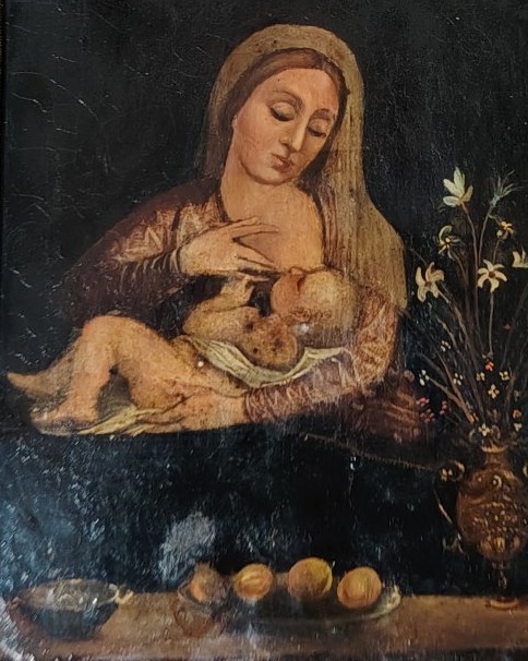 La Vierge au lait (Virgo Lactans), peinture sur cuivre du XVIIIe siècle (Italie)-photo-2