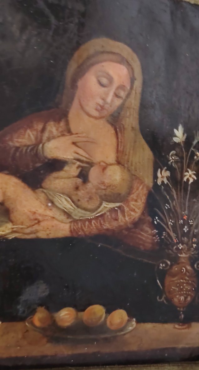 La Vierge au lait (Virgo Lactans), peinture sur cuivre du XVIIIe siècle (Italie)-photo-3