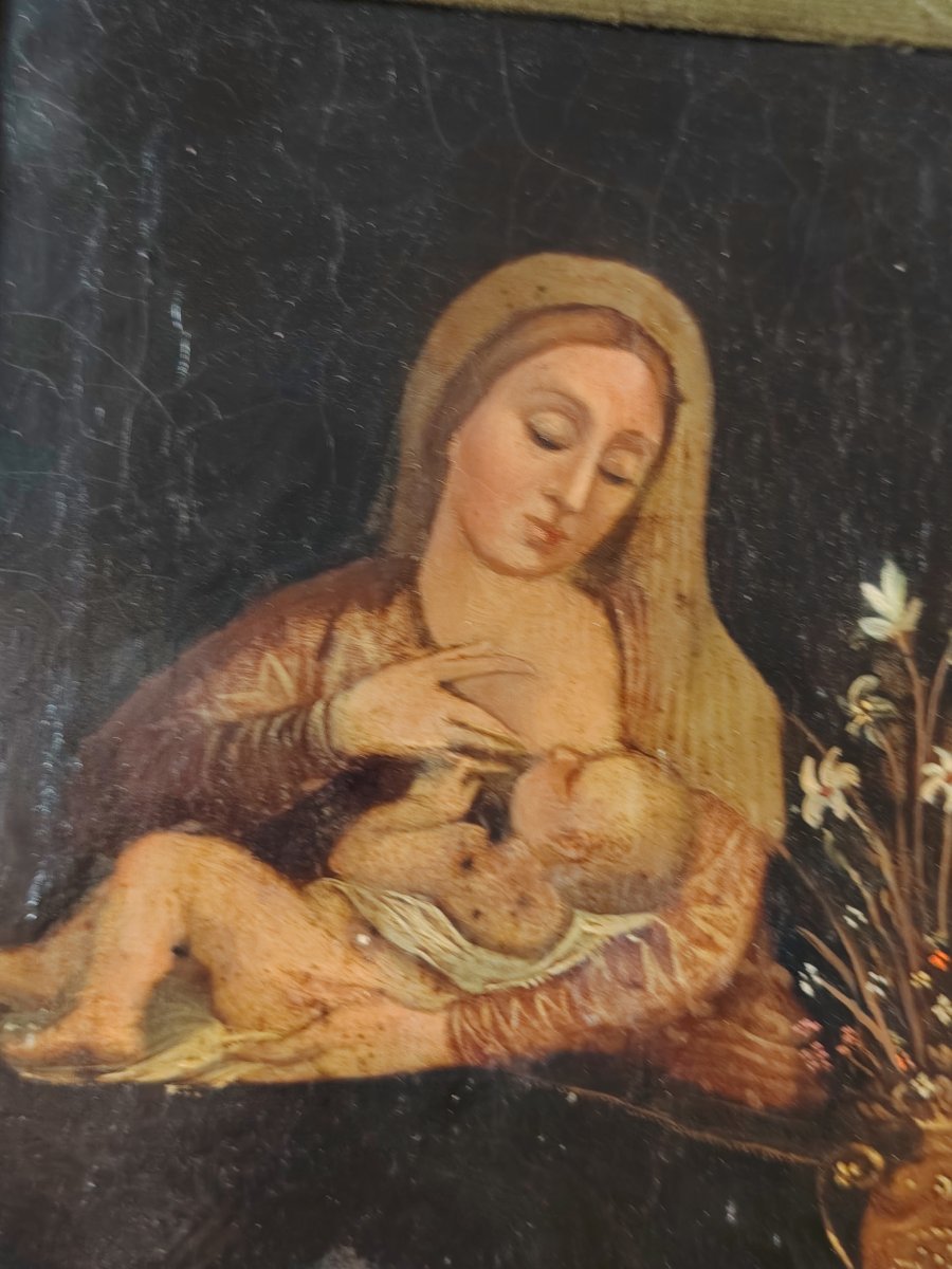 La Vierge au lait (Virgo Lactans), peinture sur cuivre du XVIIIe siècle (Italie)-photo-4