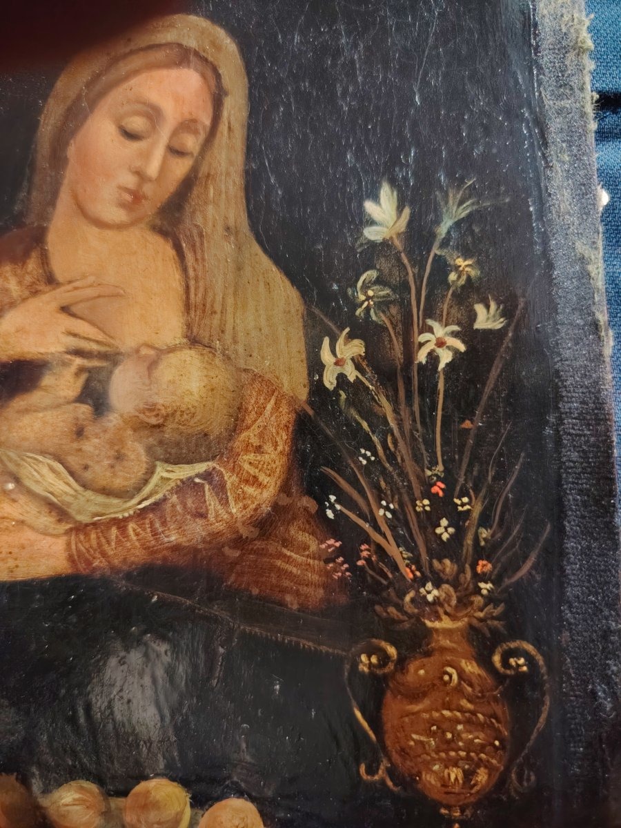 La Vierge au lait (Virgo Lactans), peinture sur cuivre du XVIIIe siècle (Italie)-photo-6