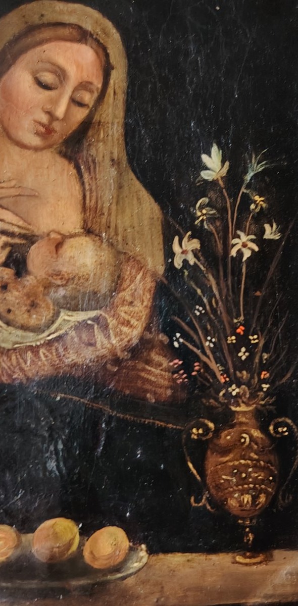 La Vierge au lait (Virgo Lactans), peinture sur cuivre du XVIIIe siècle (Italie)-photo-7