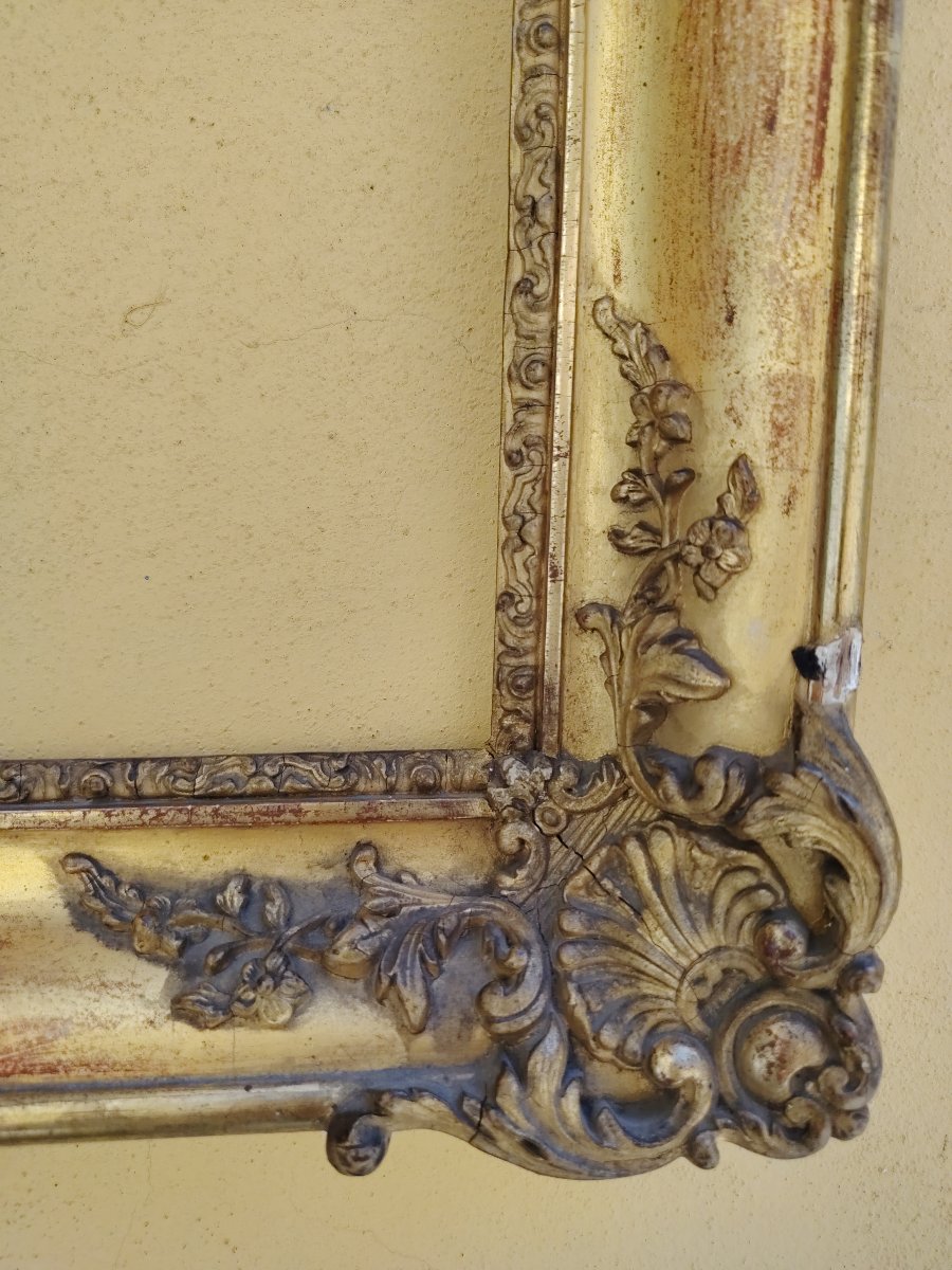 Cadre baroque XIXe siècle, en bois et plâtre doré, -photo-3