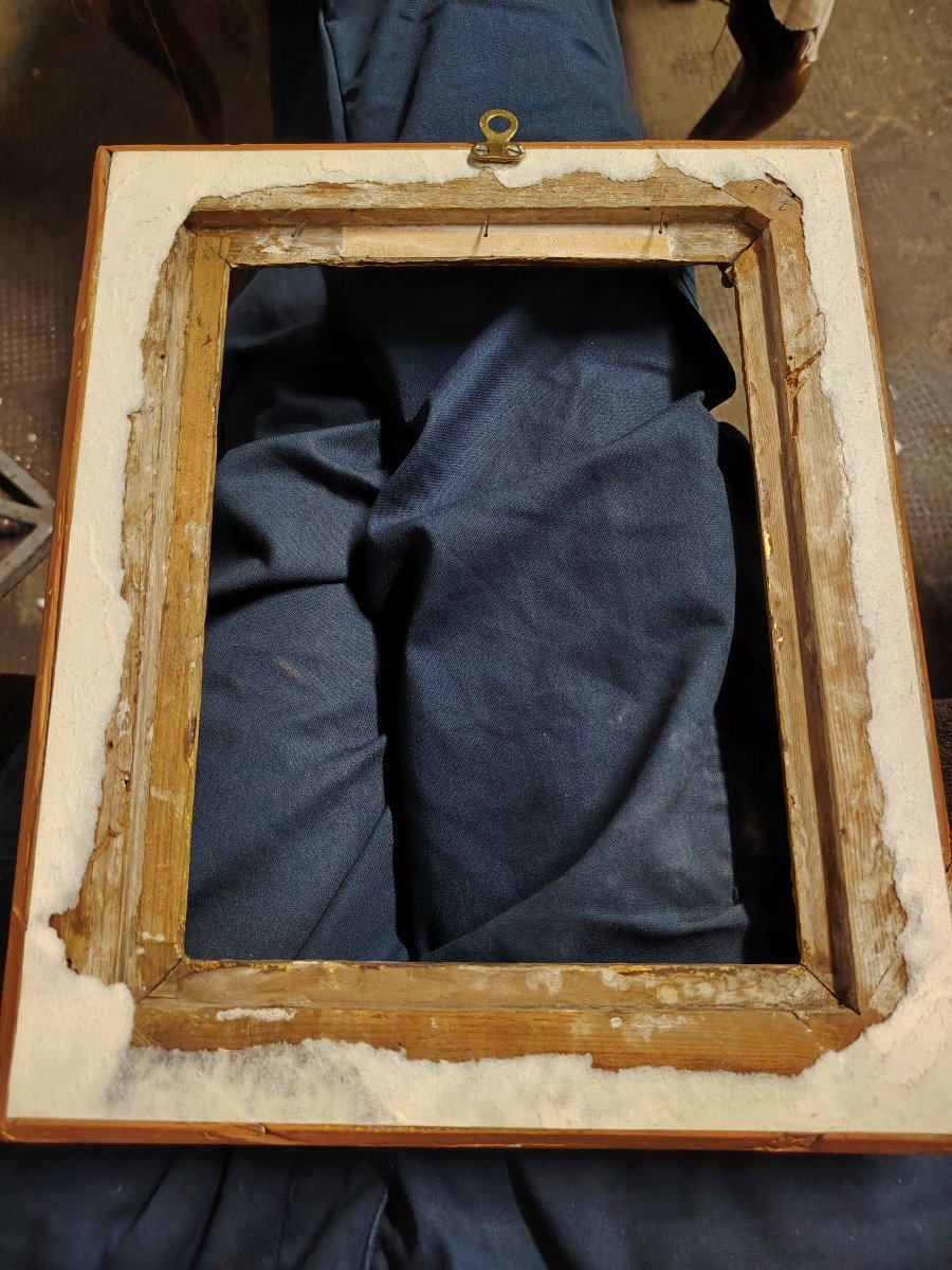 Cadre baroque XIXe siècle, en bois et plâtre doré, -photo-8