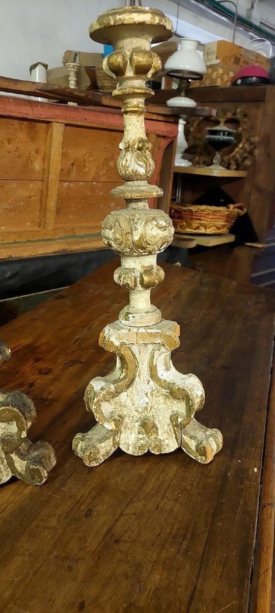 Pair Of Antique Candlesticks, Late 17th Century, Louis XIV Baroque Style-photo-4