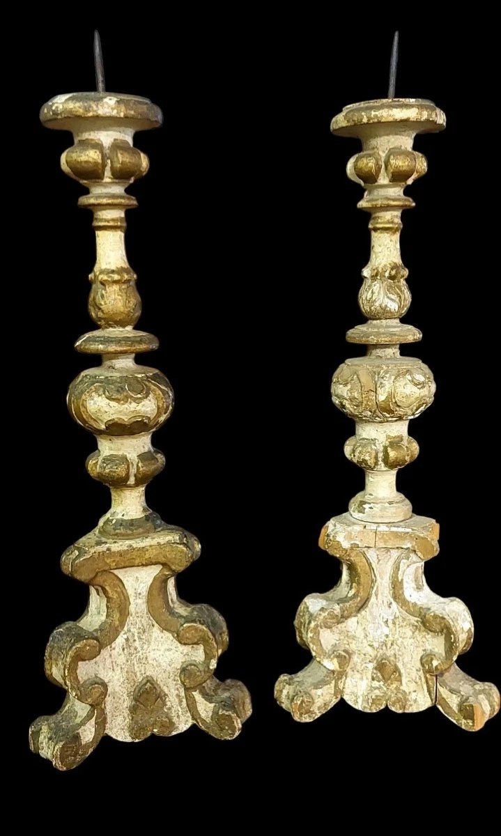 Pair Of Antique Candlesticks, Late 17th Century, Louis XIV Baroque Style