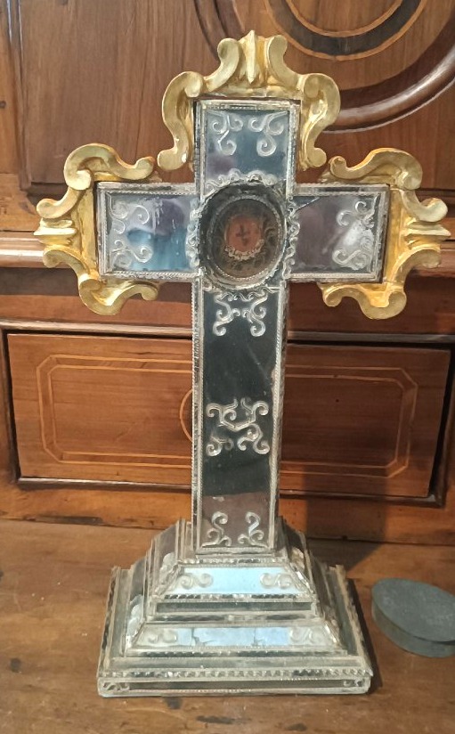 staurothèque antique, croix-reliquaire, relique de la Sainte Croix - Venise, XVIIIe siècle-h.40-photo-2