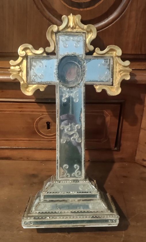 staurothèque antique, croix-reliquaire, relique de la Sainte Croix - Venise, XVIIIe siècle-h.40-photo-3