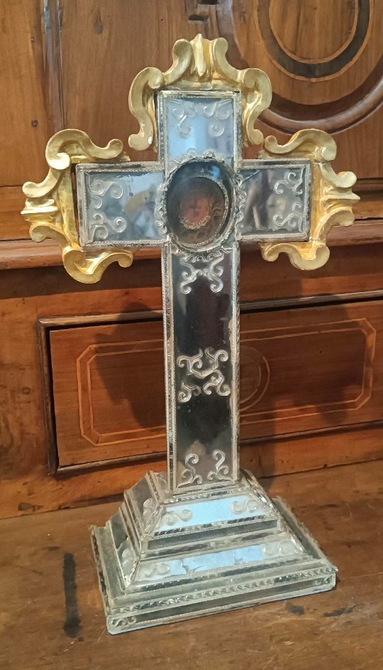 staurothèque antique, croix-reliquaire, relique de la Sainte Croix - Venise, XVIIIe siècle-h.40