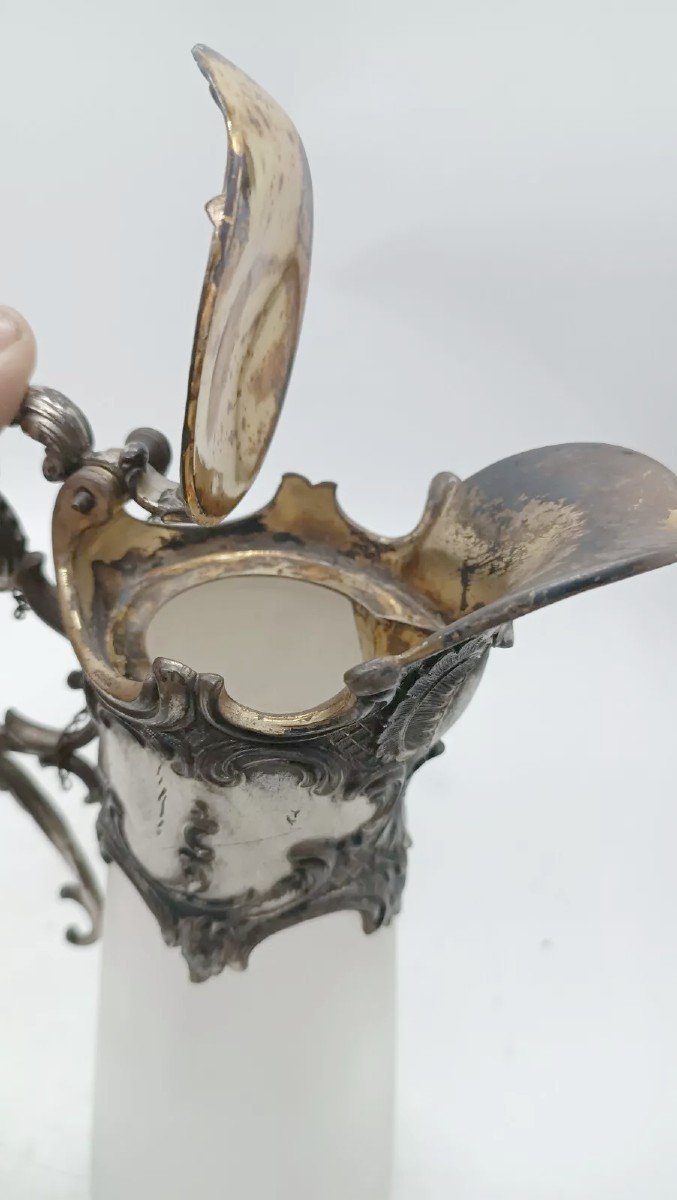 Tray With A Carafe And 6 Glasses, Made Of Glass And Silver-plated Metal, Late 19th Century-photo-6