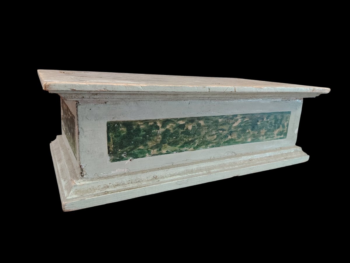 Antique Lacquered And Faux-marble-painted Wooden Base, 18th Century-photo-1
