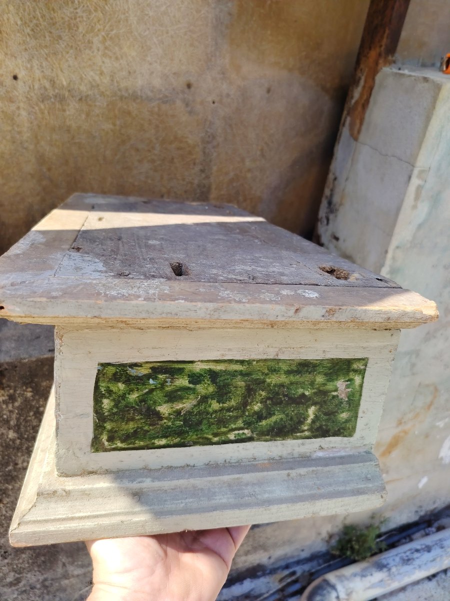 Antique Lacquered And Faux-marble-painted Wooden Base, 18th Century-photo-2