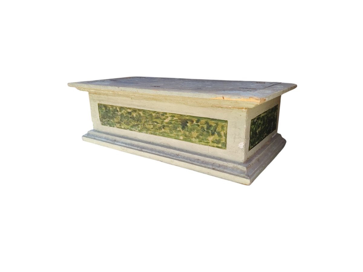 Antique Lacquered And Faux-marble-painted Wooden Base, 18th Century-photo-3