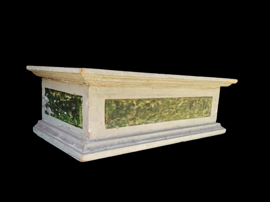 Antique Lacquered And Faux-marble-painted Wooden Base, 18th Century