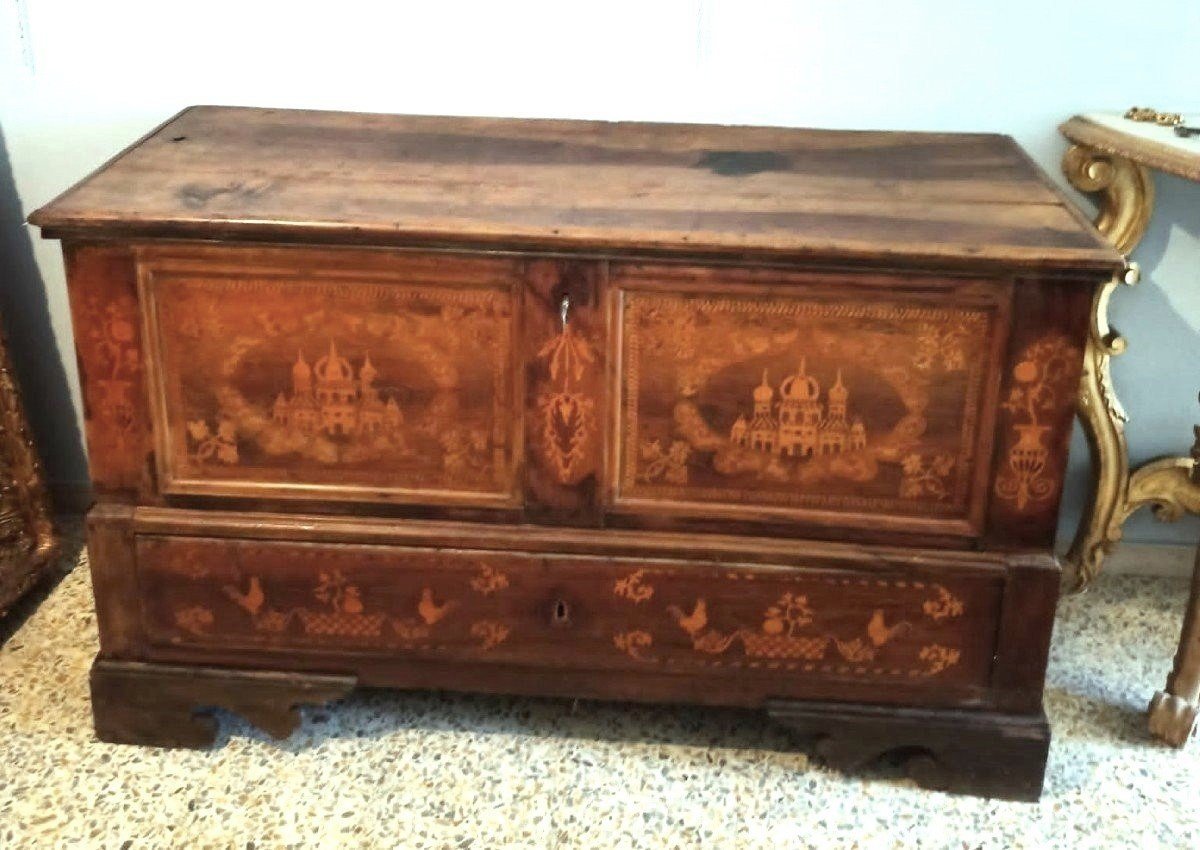 18th-century Inlaid Wedding Chest, Southern Italy