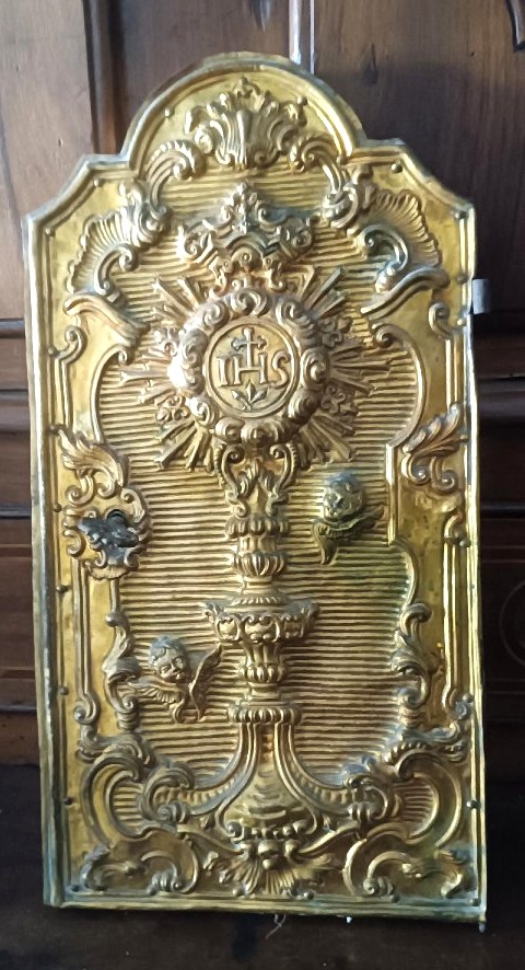 Porte de tabernacle baroque en bronze du XVIIIe siècle-photo-2